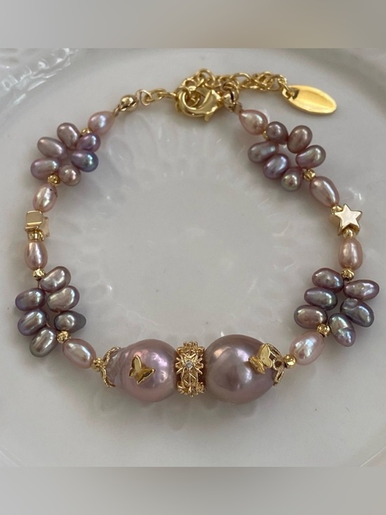 Hand Crafted Jewelry - B78- Handmade Edison Pearl Butterfly Braided Bracelet